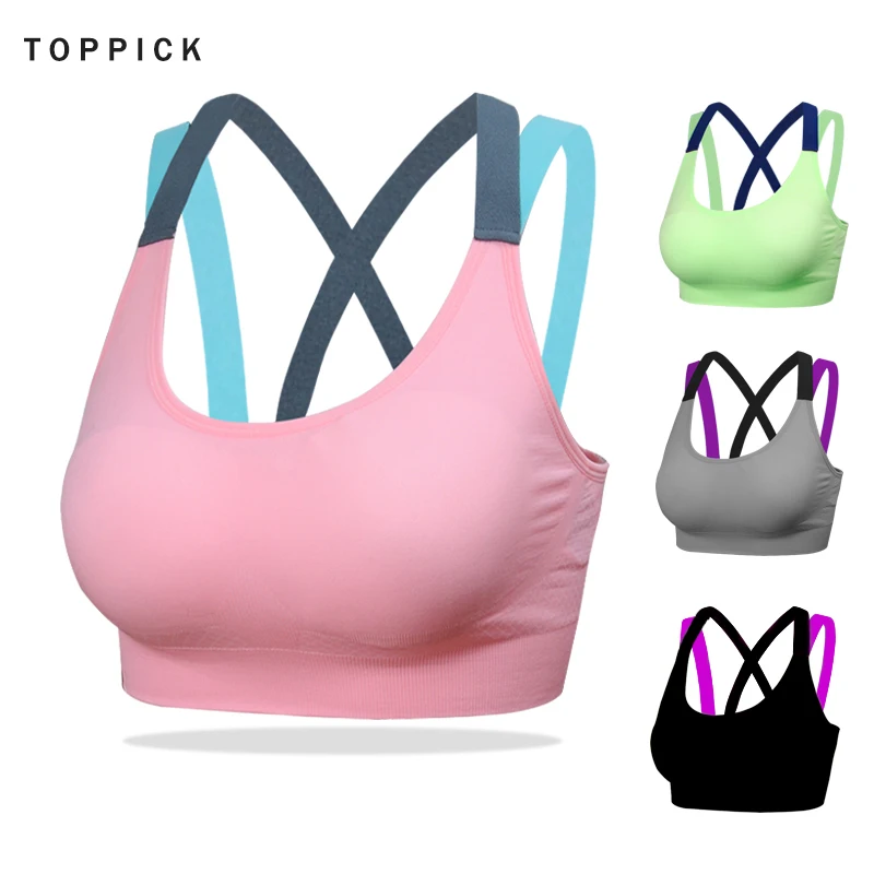 Бюстгальтер для фитнеса с открытой спиной пуш ап укороченный топ женский