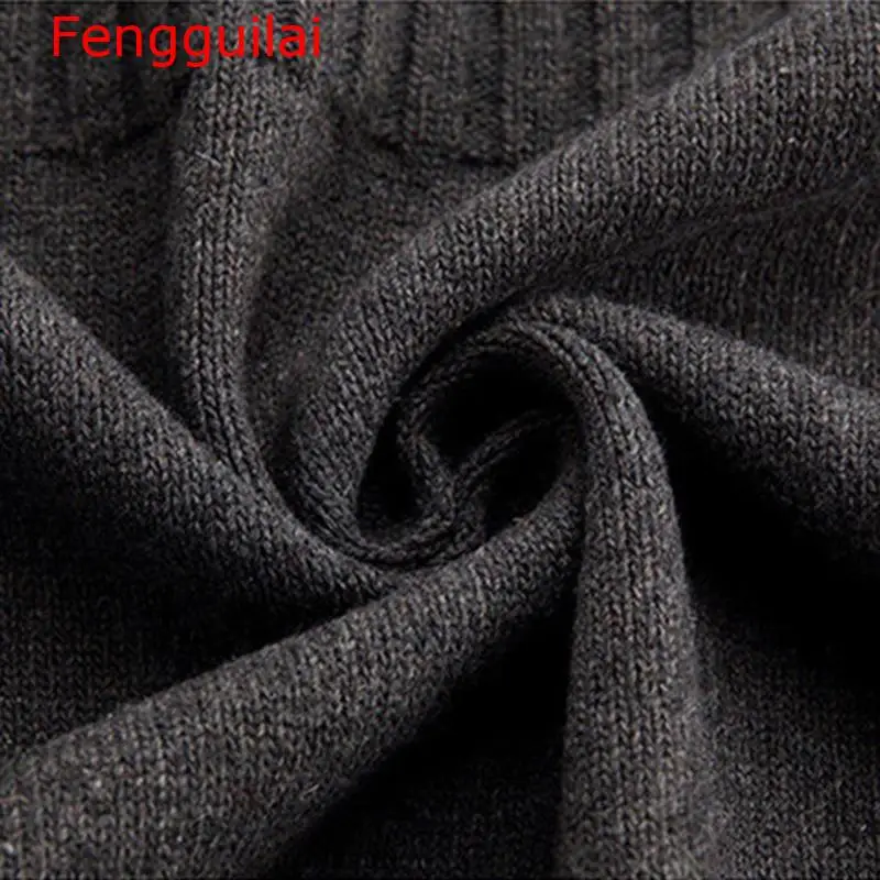 

Fengguilai Autumn Winter Cardigans Sweaters Men Solid Turn-down Collar Knitted Jacket Coats Zipper Outerwear Size S-XXXL