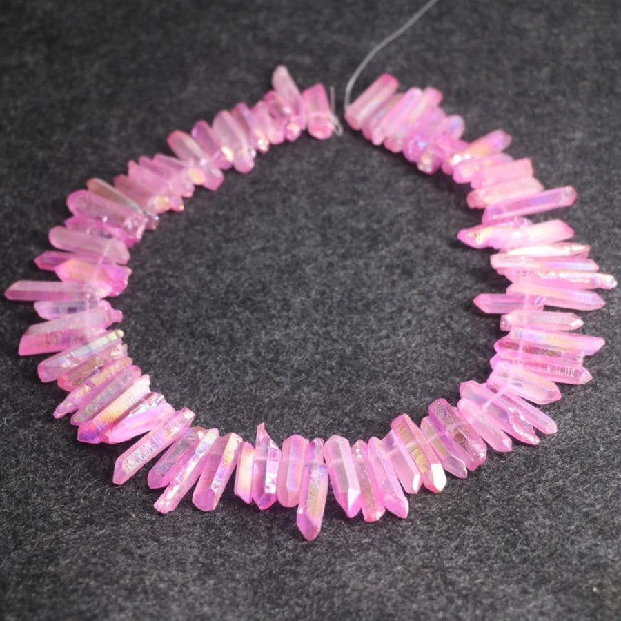 

Натуральная Розовая подвеска AB ожерелье с драгоценным камнем, Хрустальная кварцевая пуля, шестигранная точка, маятниковая колонка, для исц...