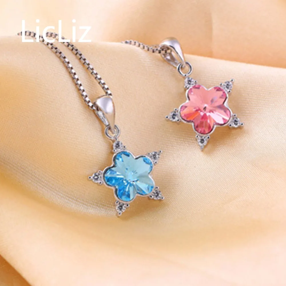 LicLiz Новый трендовый кулон из стерлингового серебра 925 пробы с голубым розовым