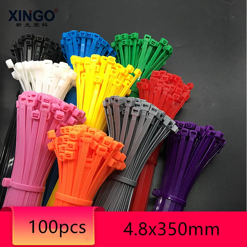 Xingo самоблокирующиеся Нейлоновые кабельные застежки 4 8x350 мм 100 шт. пластмассовые