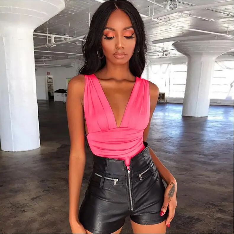 V образным вырезом спинки Сексуальная боди одноцветное сезон зима весна.