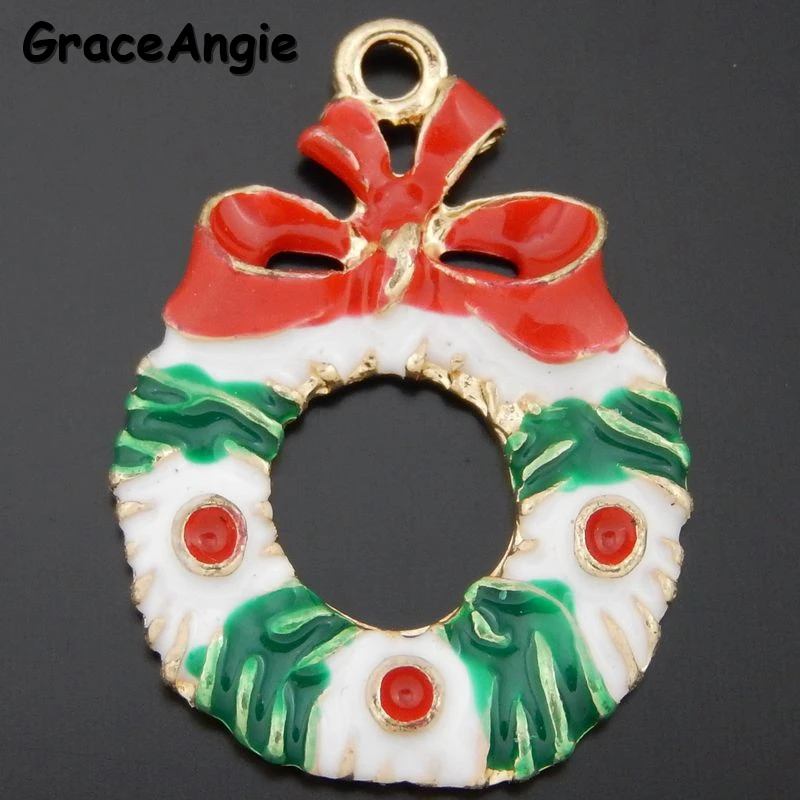 Graceangie 10 шт. Рождество венок Стиль эмаль цинковый сплав Jewelry Цепочки и ожерелья