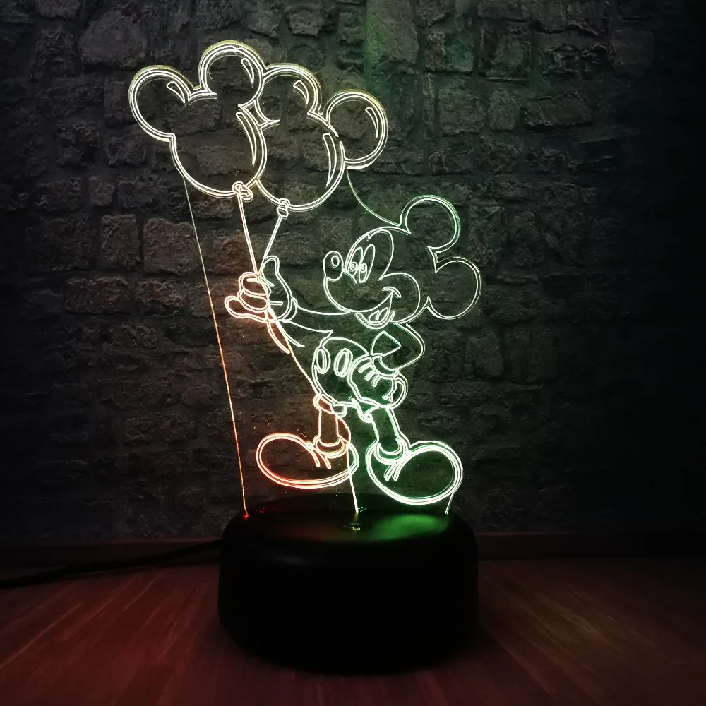 Воздушный шар с Микки Маусом и мышкой 3D светодиодный светильник 7 разных цветов
