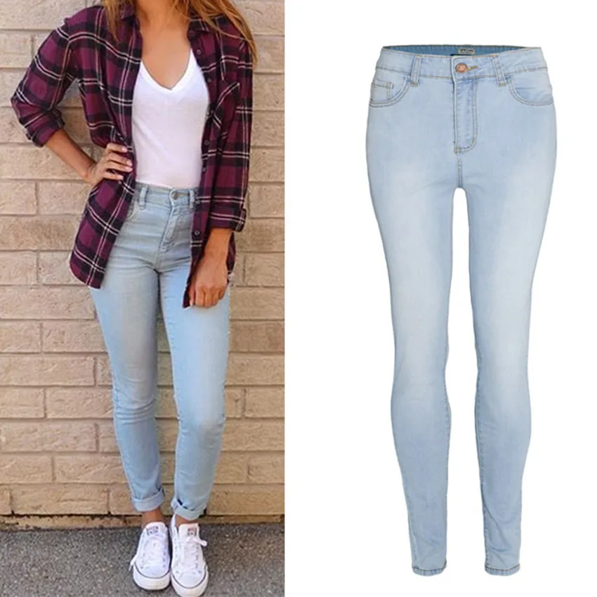 2018 Женская одежда с высокой талией обтягивающие эластичные потертые джинсы