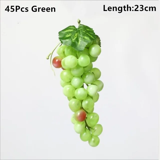 45pcs green Имитация фруктов, искусственный виноград, сделай сам, искусственные фрукты, пластиковые искусственные фрукты, искусственный изюм для украшения дома, свадьбы - Цвет: 45pcs green