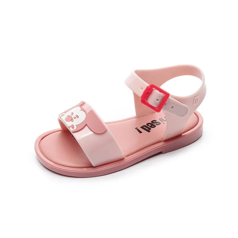 Mini Melissa/Новинка года; прозрачные сандалии для девочек; детская обувь с изображением Микки-Палм; римские детские сандалии; сандалии для девочек Melissa; дышащие; 13-18 см - Цвет: Pink