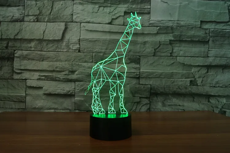 3d Светодиодная лампа жирафа 7 цветов меняющая цвет ночник для детской комнаты USB/3
