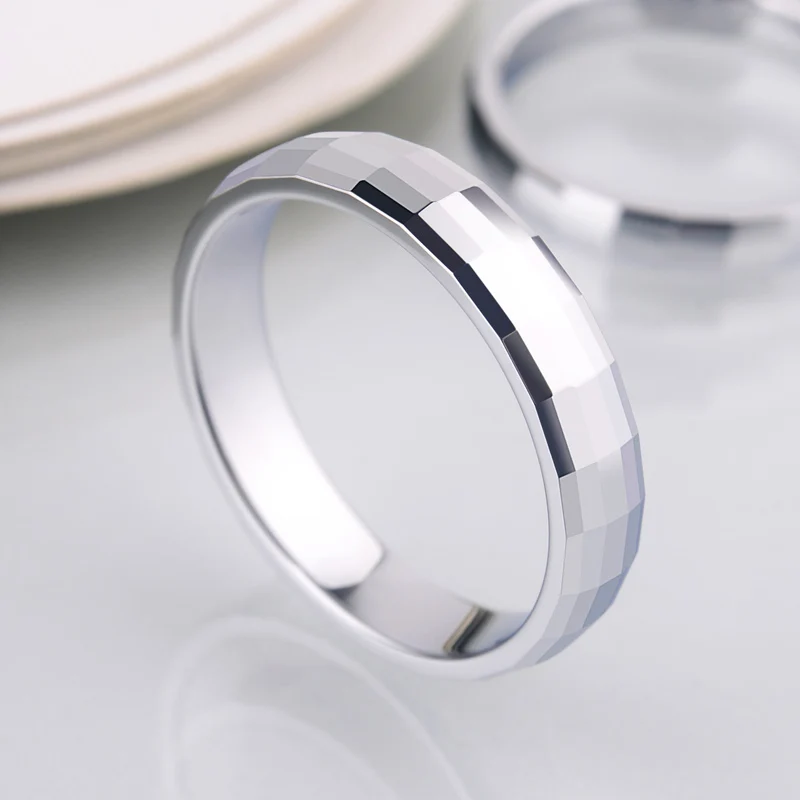 Набор обручальных колец из белого вольфрама высокополированный устойчивый к