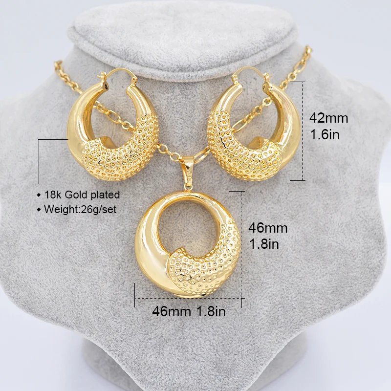 Набор украшений ZEADear: большие серьги-обручи и кулон на ожерелье для женщин, покрытые 18-каратным золотом, из медной проволоки круглой формы с луной для вечеринки, свадьбы и в подарок.