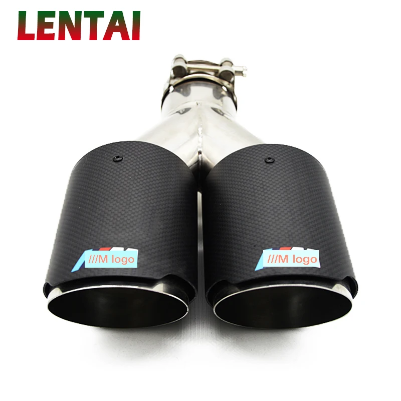LENTAI Высокое качество двойной выходе из углеродного волокна глушитель выхлопной