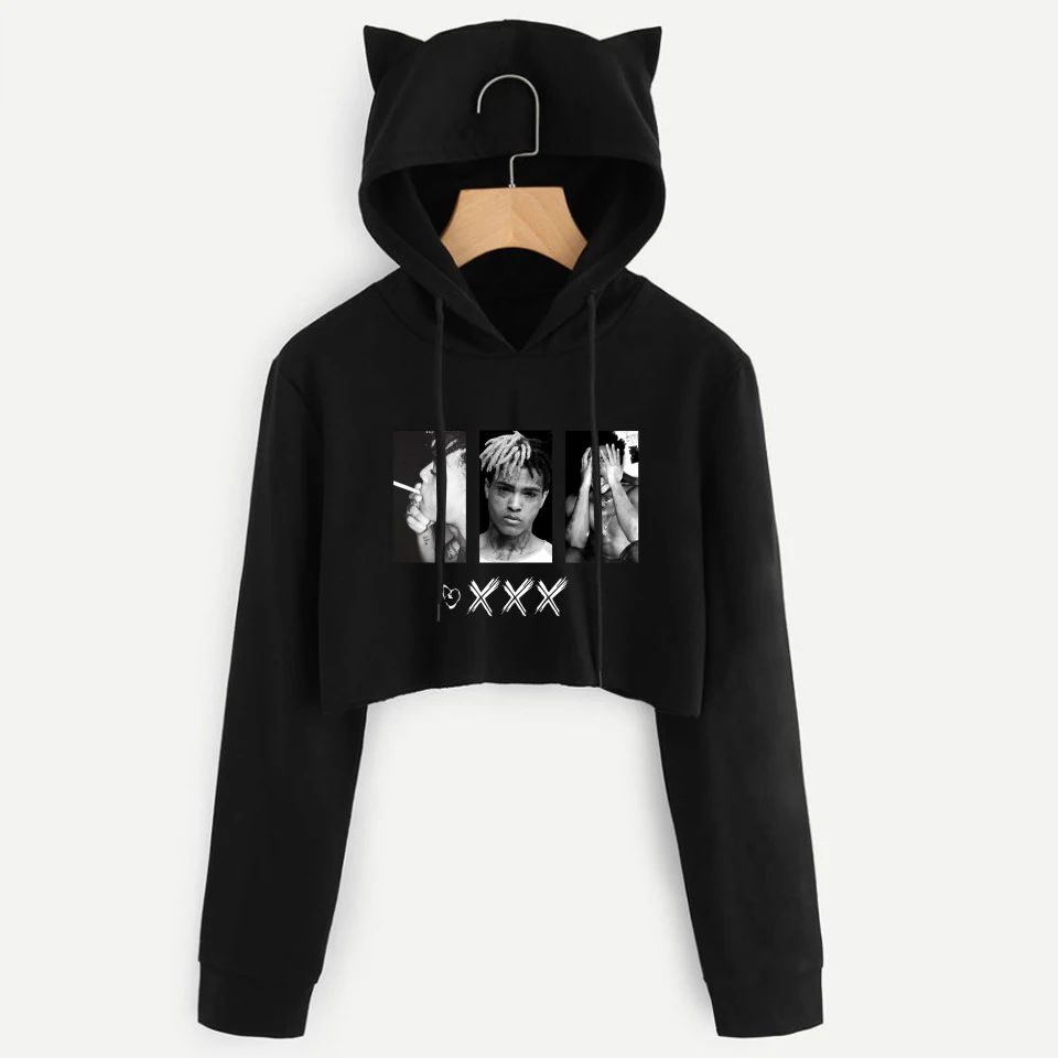 Укороченные толстовки Xxxtentacion с длинным рукавом свитшот женский сексуальный