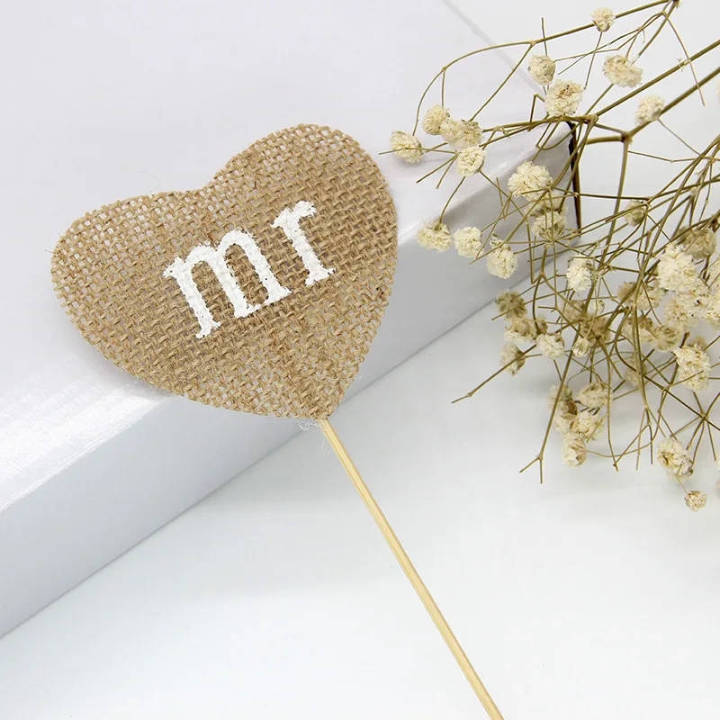 2 шт./компл. Mr &amp Mrs флаг в форме сердца из натурального джута мешковины гессенские