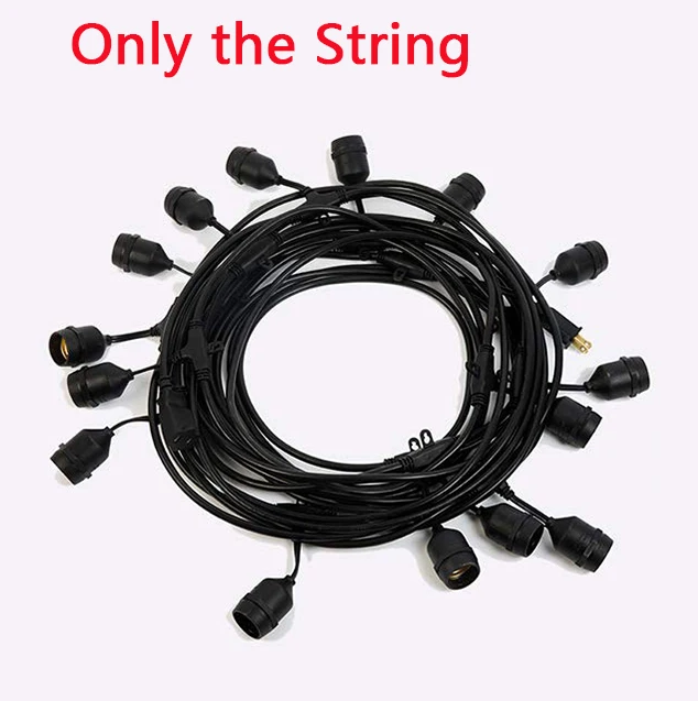 Only the String Водонепроницаемый 5 м 10 м светодиодный светильник гирлянды для помещений и улицы, коммерческий класс E27 уличный сад, задний двор, праздничное освещение гирлянда - Испускаемый цвет: Only the String