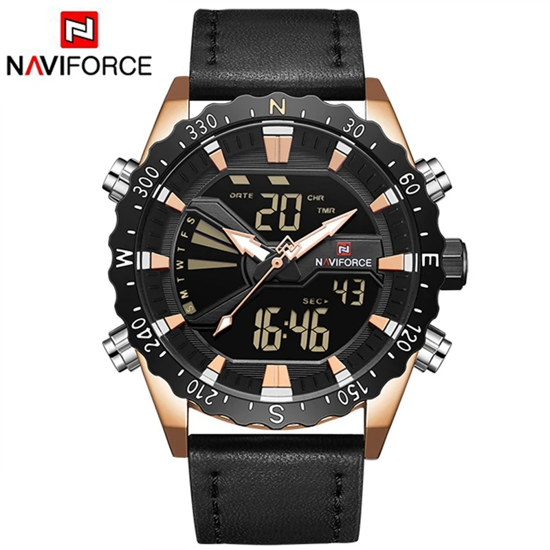NAVIFORCE новые роскошные спортивные и фирменные мужские часы светодиодный