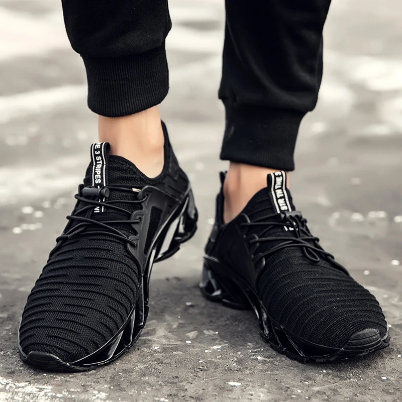 LAKESHI New Men Shoes Summer Casual 2018 Fashion Sneakers Comfortable Lightweight Gray black | Обувь