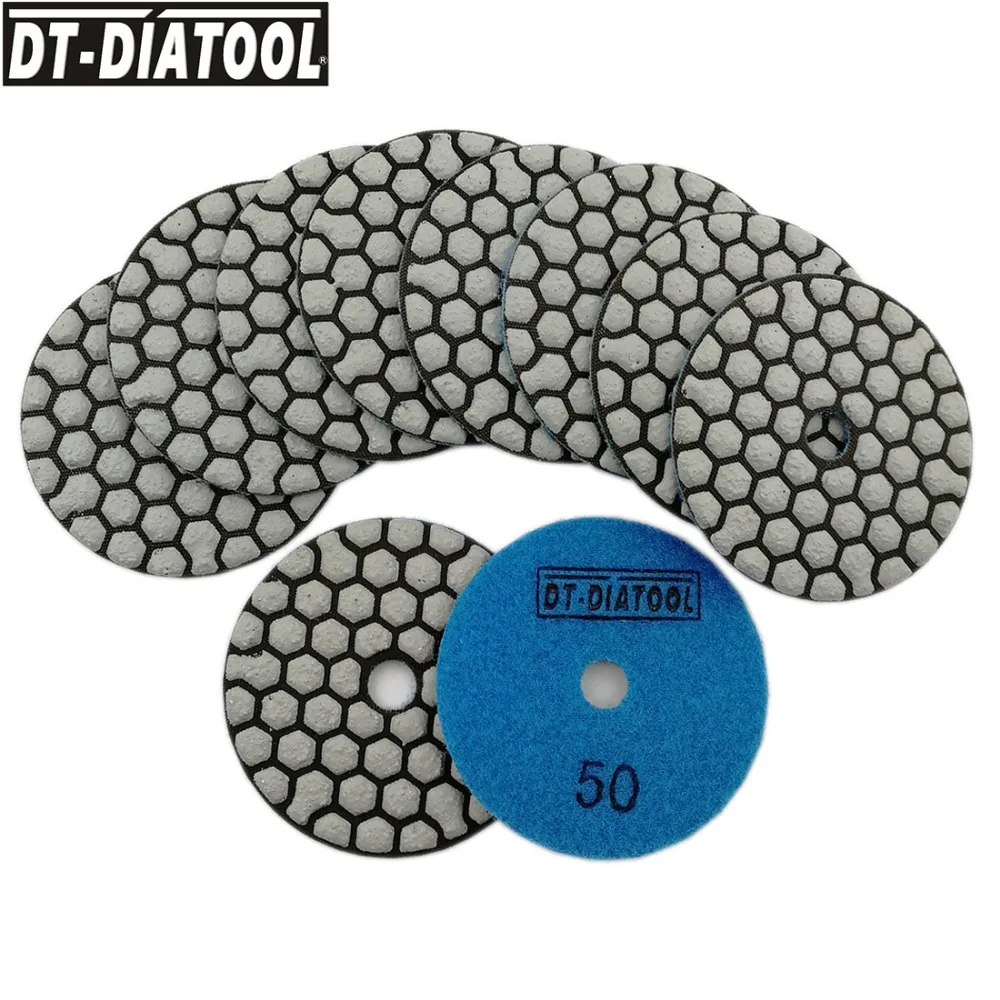 

DT-DIATOOL 10pcs/set Diameter 3inch high quality Dry nylon back Polishing Pads 80mm Resin Bond Diamond Flexible Sanding Pads