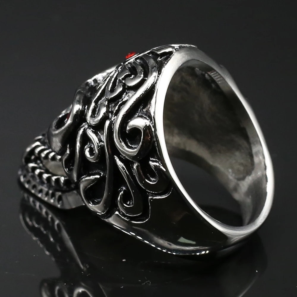 Мужское готическое кольцо с черепом и красными глазами в стиле ретро 316L