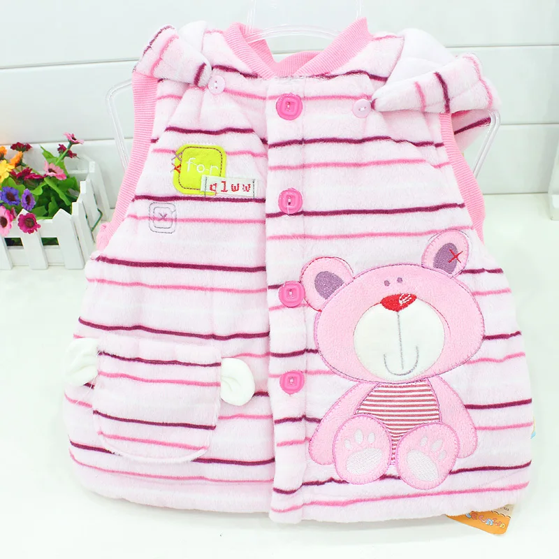 Милый детский жилет с рисунком медведя для девочек новорожденных хлопковая