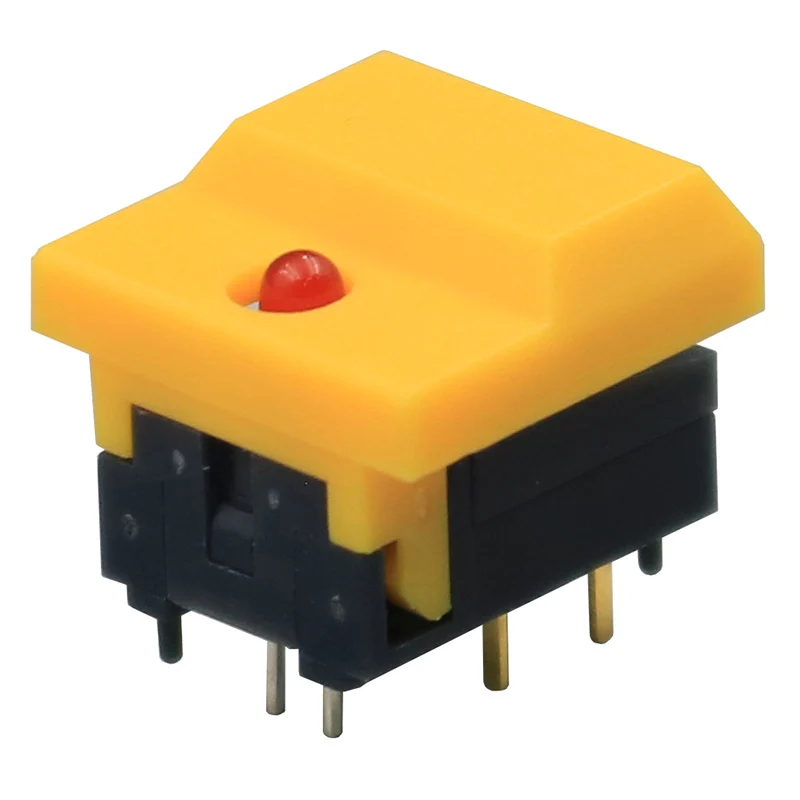 Цвет: желтый 2 шт. PB86 B1 Singal лампа мгновенный 6Pin SPDT PCB широкая крышка Кнопка Такт переключатель - Цвет: Цвет: желтый