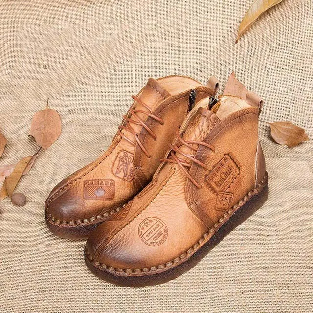 autumn boots 2 Cuculus осень-зима Женская обувь в стиле ретро; ботильоны ручной работы сапоги на плоской подошве; обувь из натуральной кожи размера плюс 42 1965 - Цвет: autumn boots 2