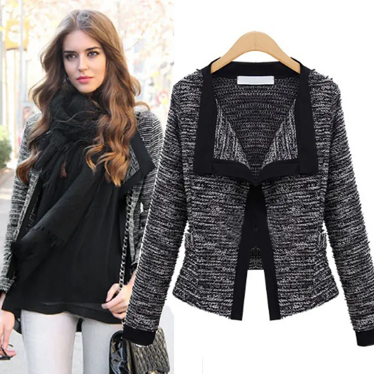 

New Europe 2016 Autumn Winter Women's Temperament Woolen Jackets Coats Female Casual Clothing Fashion Women Slim Jackets Coats