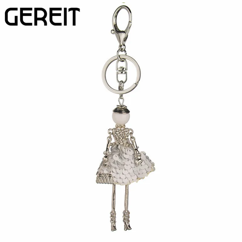 GEREIT ручная работа милая кукла брелок для ключей женщин платье с блестками