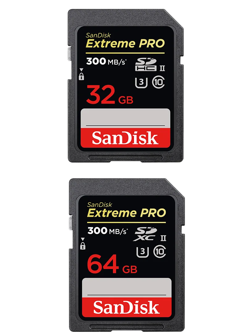 Двойной Флеш-накопитель SANDISK EXTREME PRO SD UHS-II карта 32 Гб 64 высокое Скорость C10 U3 4K видео в формате Full HD Камера слот для карт памяти до 300 МБ/с. 2000X SD карты