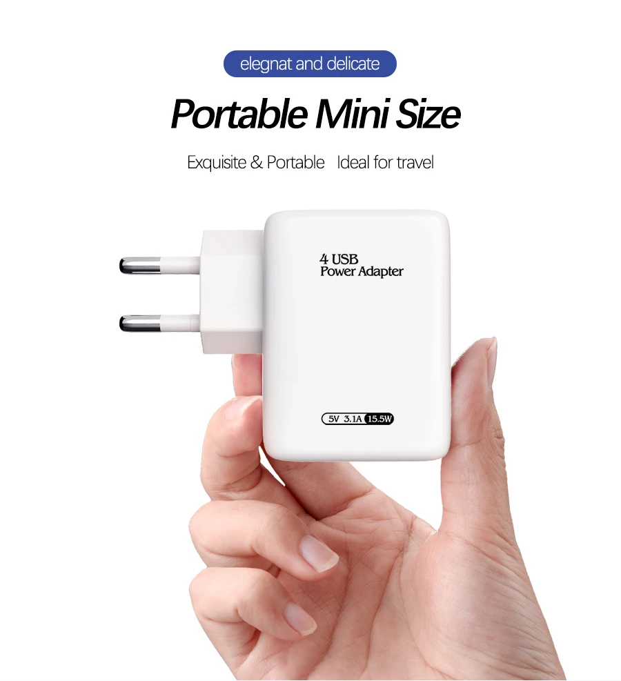 MANTIS 4 порта USB зарядное устройство 3.1A умный дорожный адаптер для зарядного устройства для iPad iPhone XR XS MAX для samsung Универсальное зарядное устройство для телефона s