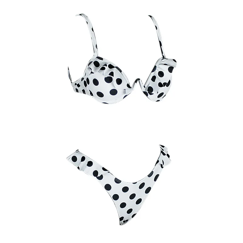 V-neck Ruffled Brazilian Bikini Sexy Swimsuit Swimwear Women Dots Striped Swimsuit Bikini Set Female Summer Beach Party New