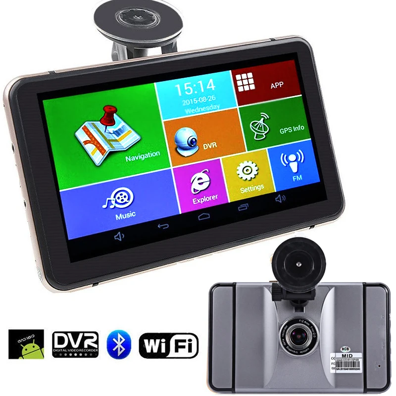 2в1 7 дюймов GPS Android навигация Wifi FM Автомобильный видеорегистратор 1080P Портативный
