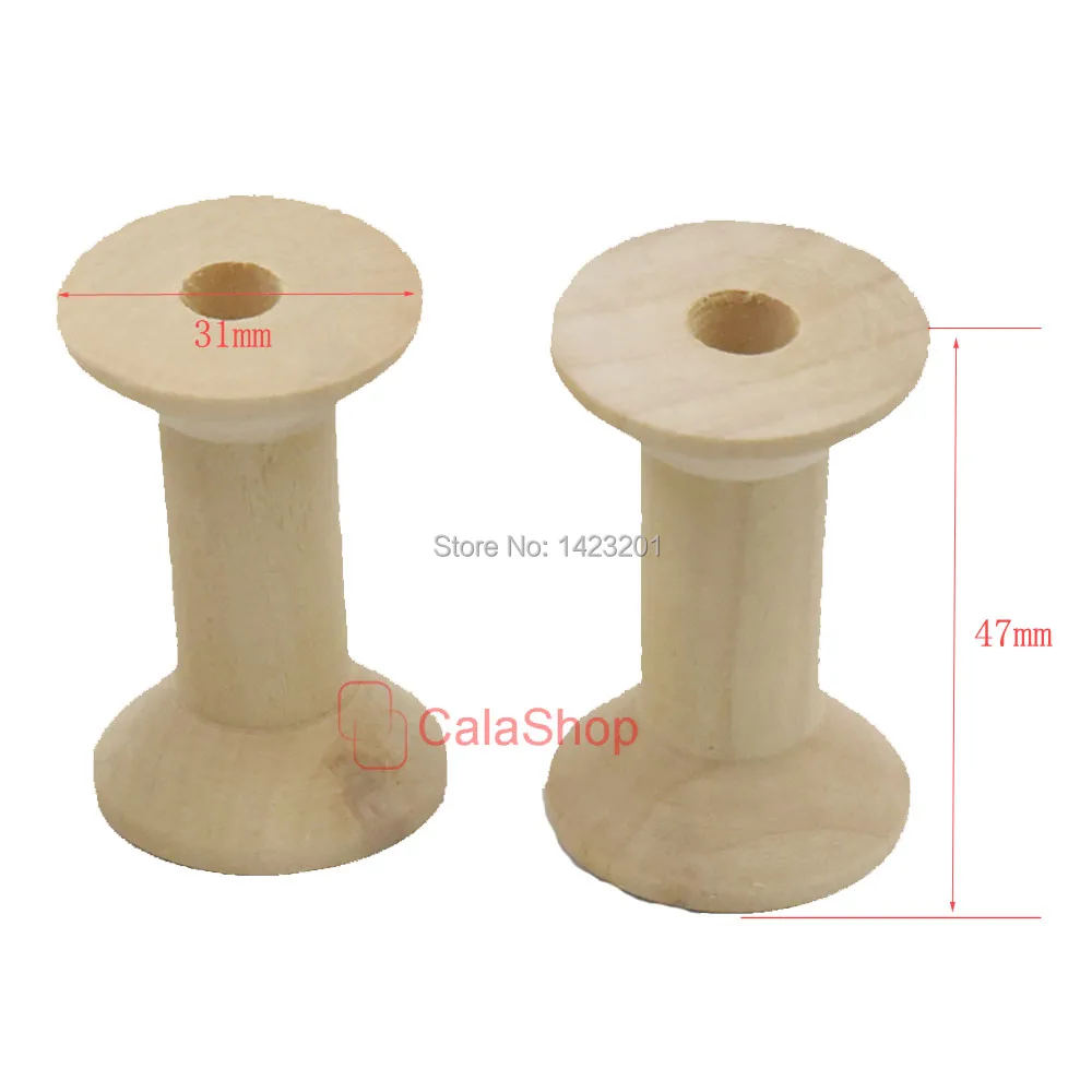 20 шт./лот деревянные пустые катушки из ниток ручная натуральная цилиндрическая