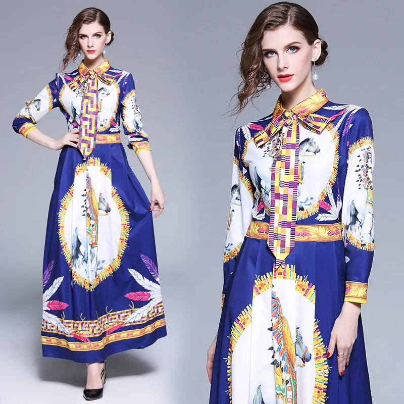 Платье с длинным рукавом украшенное бантом винтажное длинное платье богемное