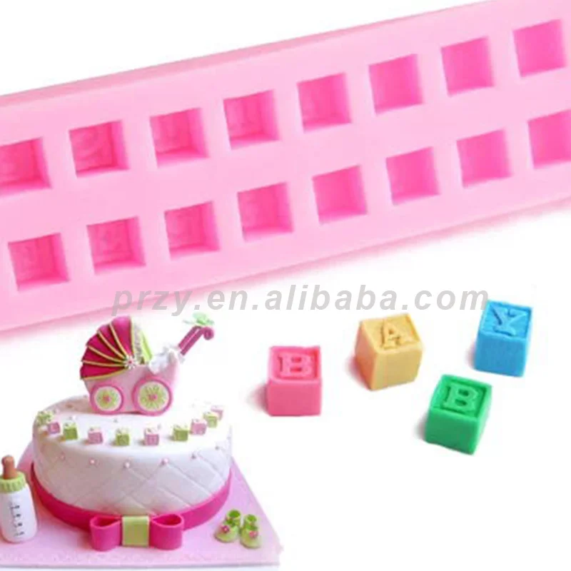 

PRZY Fondant Cake Mold Silicone Molds Letter Blocks for Cake Decorations Moulds Silicone Rubber Eco-friendly 001