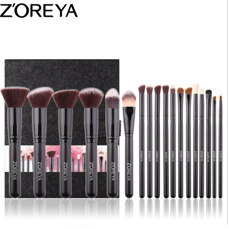 Zoreya 18 шт. основные принадлежности для макияжа мягкие синтетические волокна косметические наборы смешивание контур губ Макияж Кисти для женщин