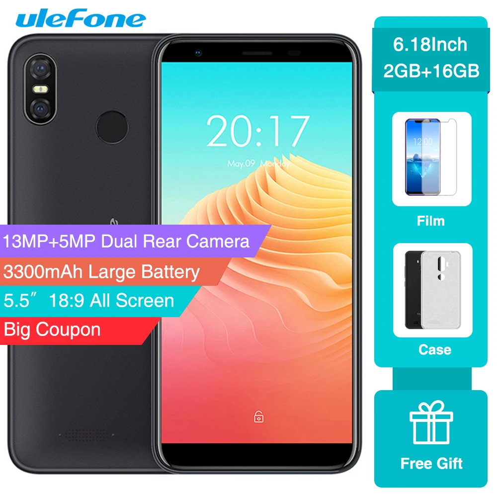 Ulefone S9 Pro MTK6739 четырехъядерный Android 8 1 смартфон 13 МП + 5 Мп двойная тыловая камера