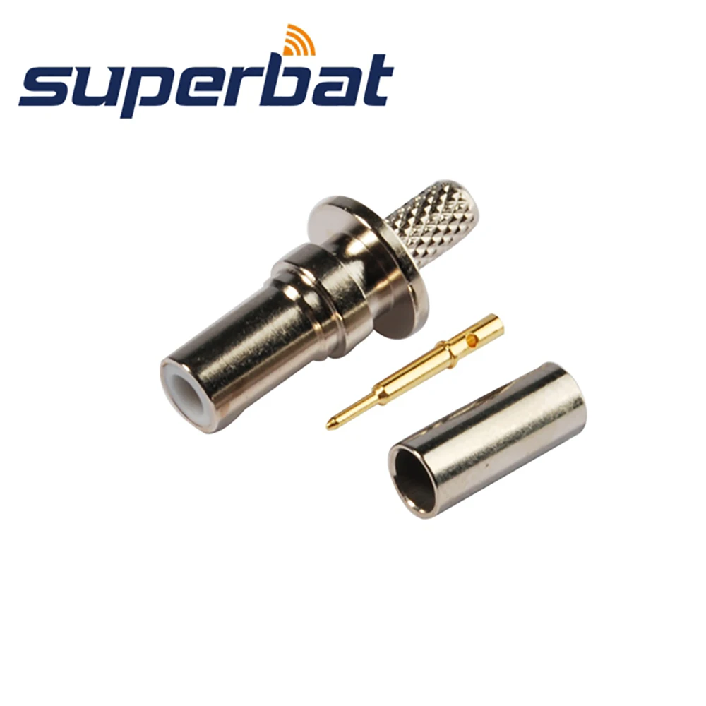 Superbat 10pcs SMB Female Straight Crimp Attachment RF Coaxial Connector for Cable RG174,RG316,LMR100 Fakra Connector