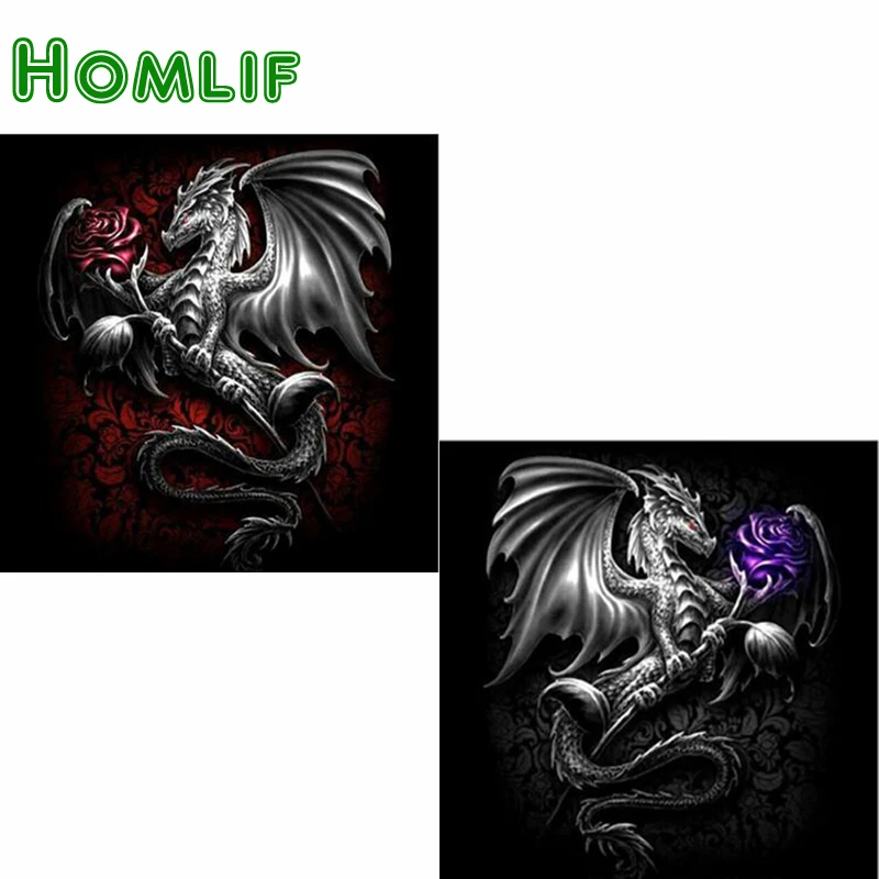 HOMLIF Алмазная вышивка DIY Алмазная роспись дракона take Роза со стразами вышивка крестиком горный хрусталь Украшение