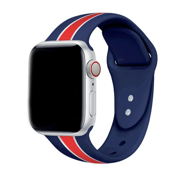 Blue Red Силиконовый ремешок для Apple Watch band 44 мм 40 мм iWatch band 42 мм 38 мм спортивный ремень браслет correas Apple watch 5 4 3 2 аксессуары - Цвет ремешка: Blue Red