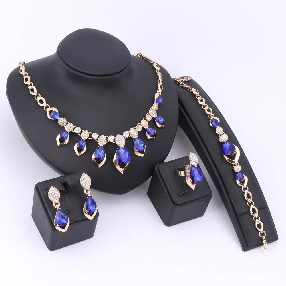 Женское свадебное платье вечерние комплекты ювелирных изделий золотистого