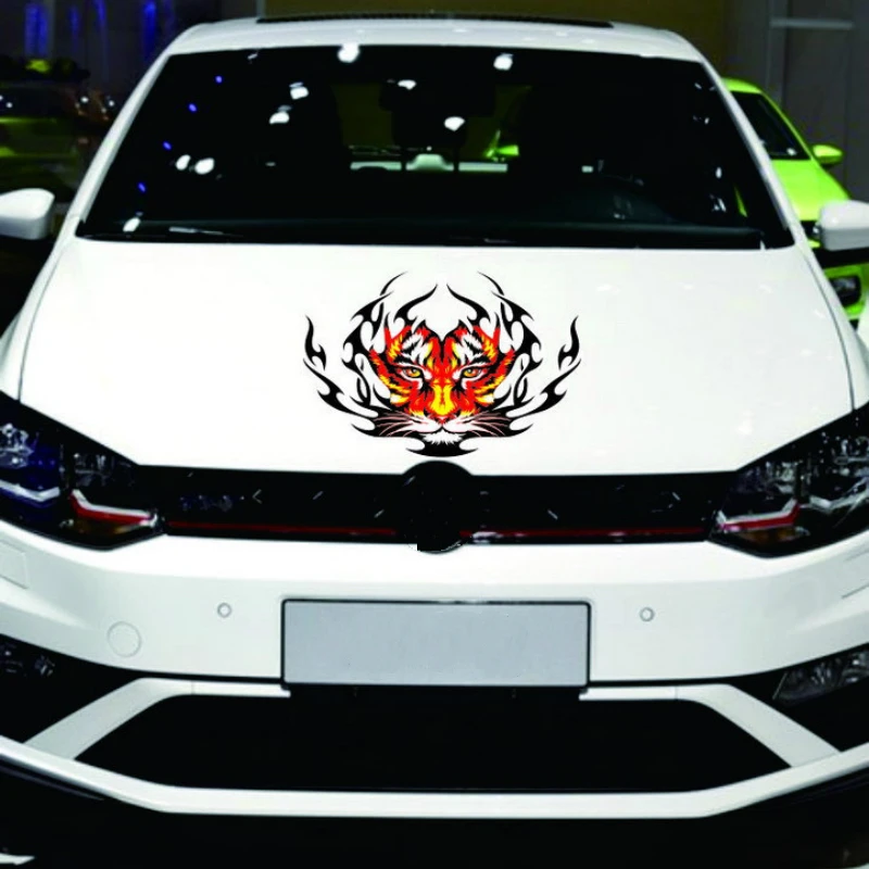 Volkrays Car Stickers Accessories Flame Tiger Head Decal Decoration for Hyundai Accent I30 I35 Santa Fe Solaris Elantra Parts | Автомобили