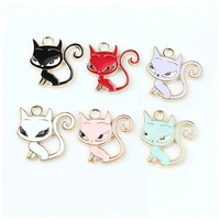 10pcs pendant gold alloy jewelry enamel little fox charms dangle charms for diy necklace accessories jewelry findings making