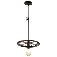 industrial style pendant light with black iron wheel like retro ceiling lamp for indoor decors