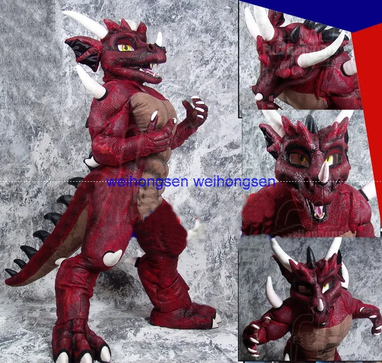 Высокое качество EVA материал Роскошная имитация меха Динозавр талисман костюмы