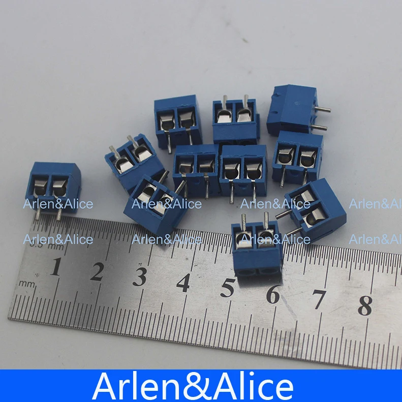 500 шт. 2 контактный винт синий клеммный блок разъем 5 мм шаг|connector male|block guitarconnector