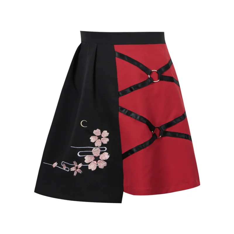 Sakura Floarl/женский комплект с вышивкой футболка открытыми плечами мини юбки Женский