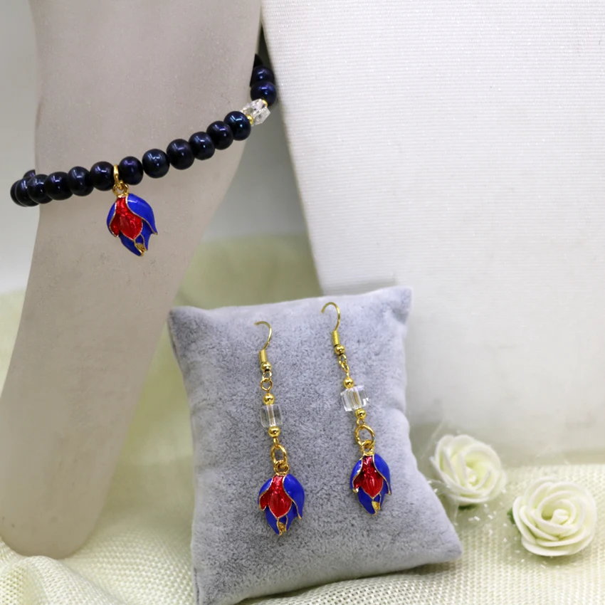 Натуральный 7-8 мм черный Пресноводный Культивированный Жемчуг Бусы цепочка