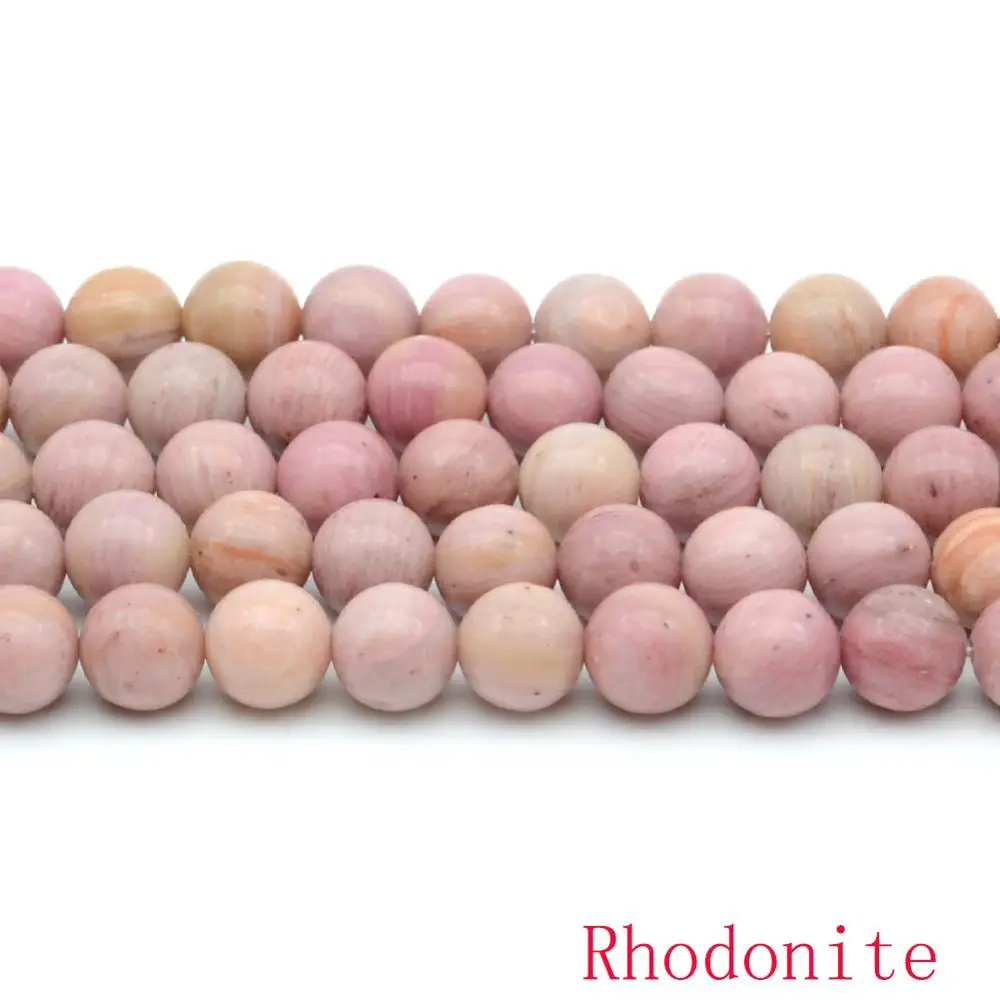 Rhdonite Натуральные круглые бусины, черные, сумасшедшие Агаты, лабрадорит, бирюза, содалит, камни, бусины для изготовления ювелирных изделий - Цвет: Rhdonite