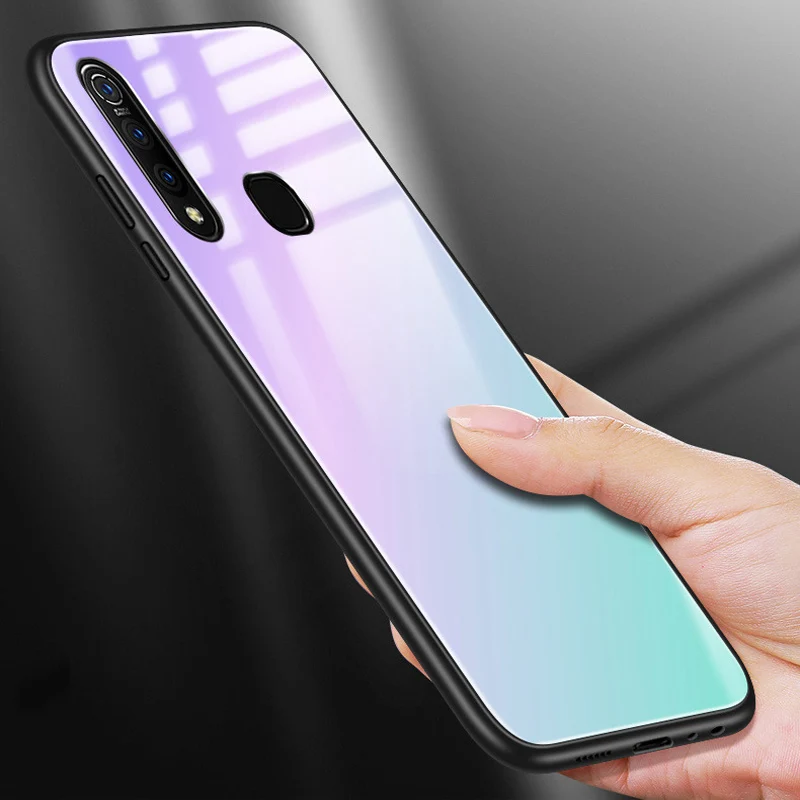 Закаленное стекло крышка для VIVO Z5X z5x градиентный цвет задняя крышка для VIVO Z5 X Мягкие силиконовые чехлы для телефонов VIVOZ5X Funda