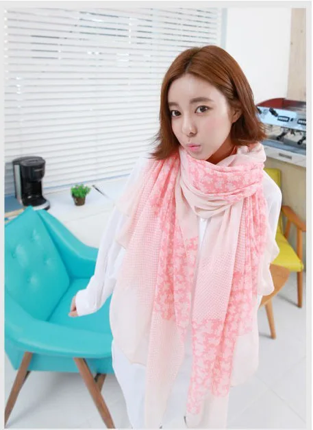 Новый Зимний шарф женский вуаль маленький сломанный цветок шелковые шарфы
